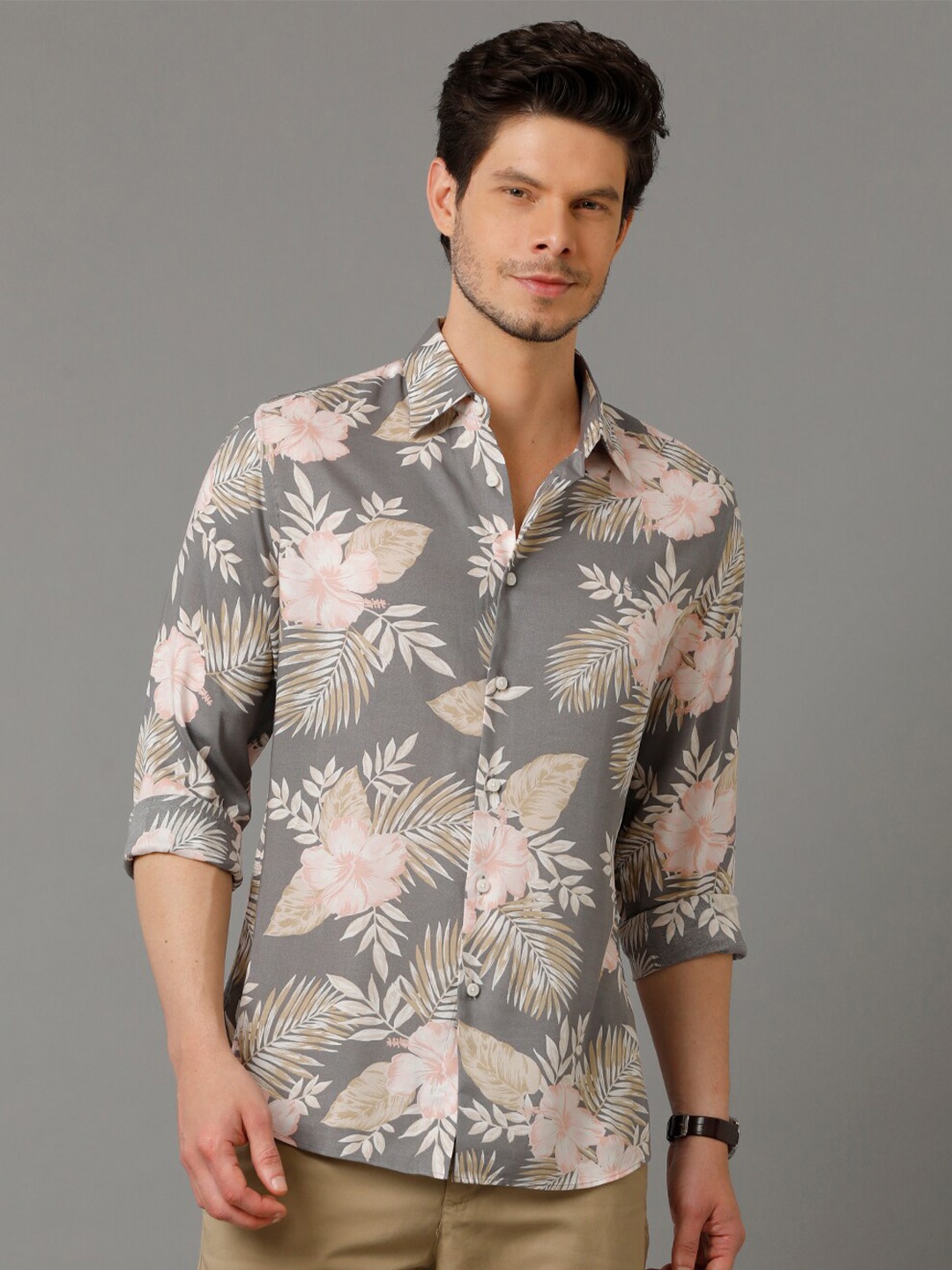 

Aldeno Comfort Floral Printed Casual Shirt, Grey