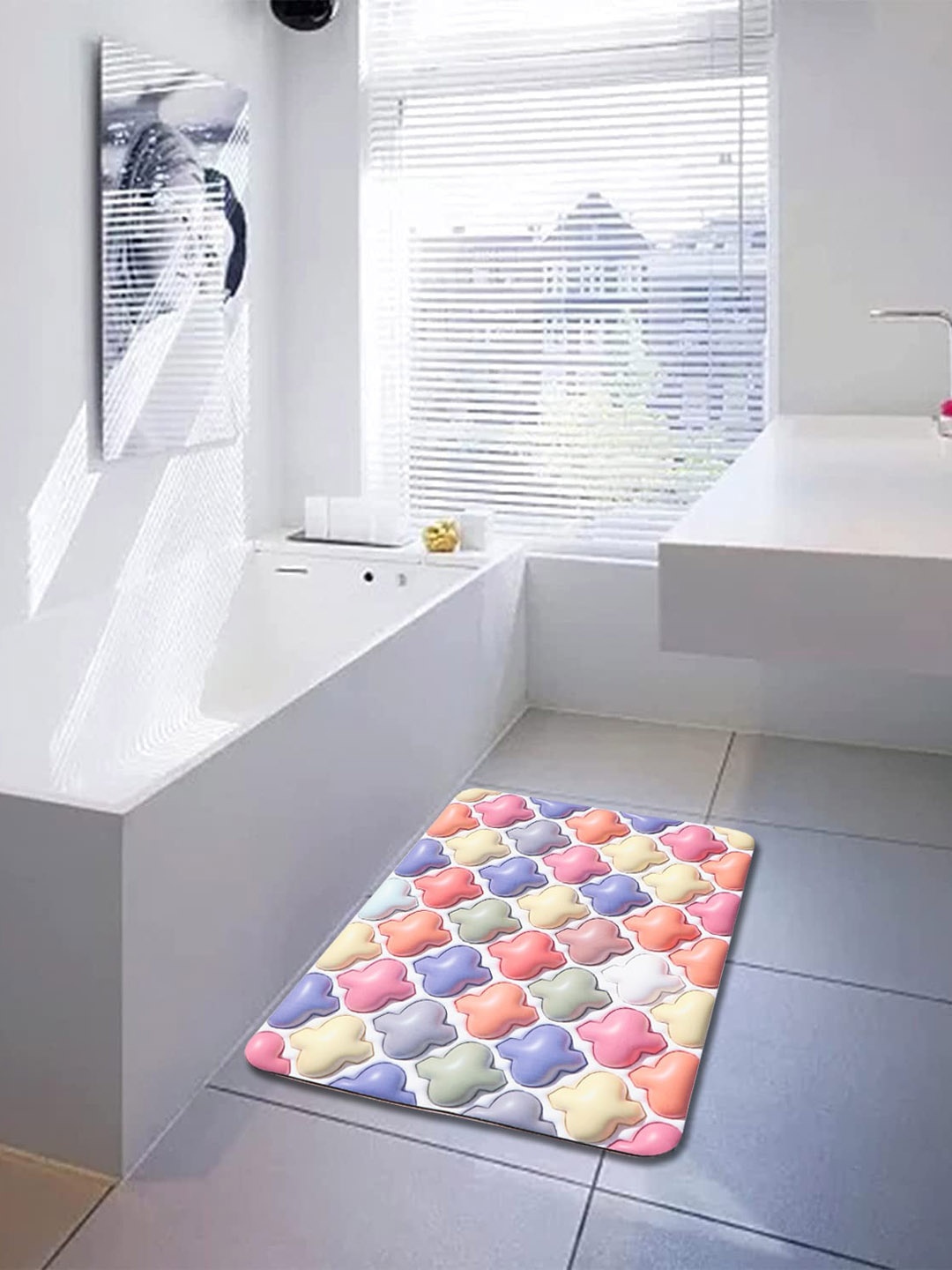 

Dakshya Industries Pink & Yellow 3D Printed Anti-Slip Doormat