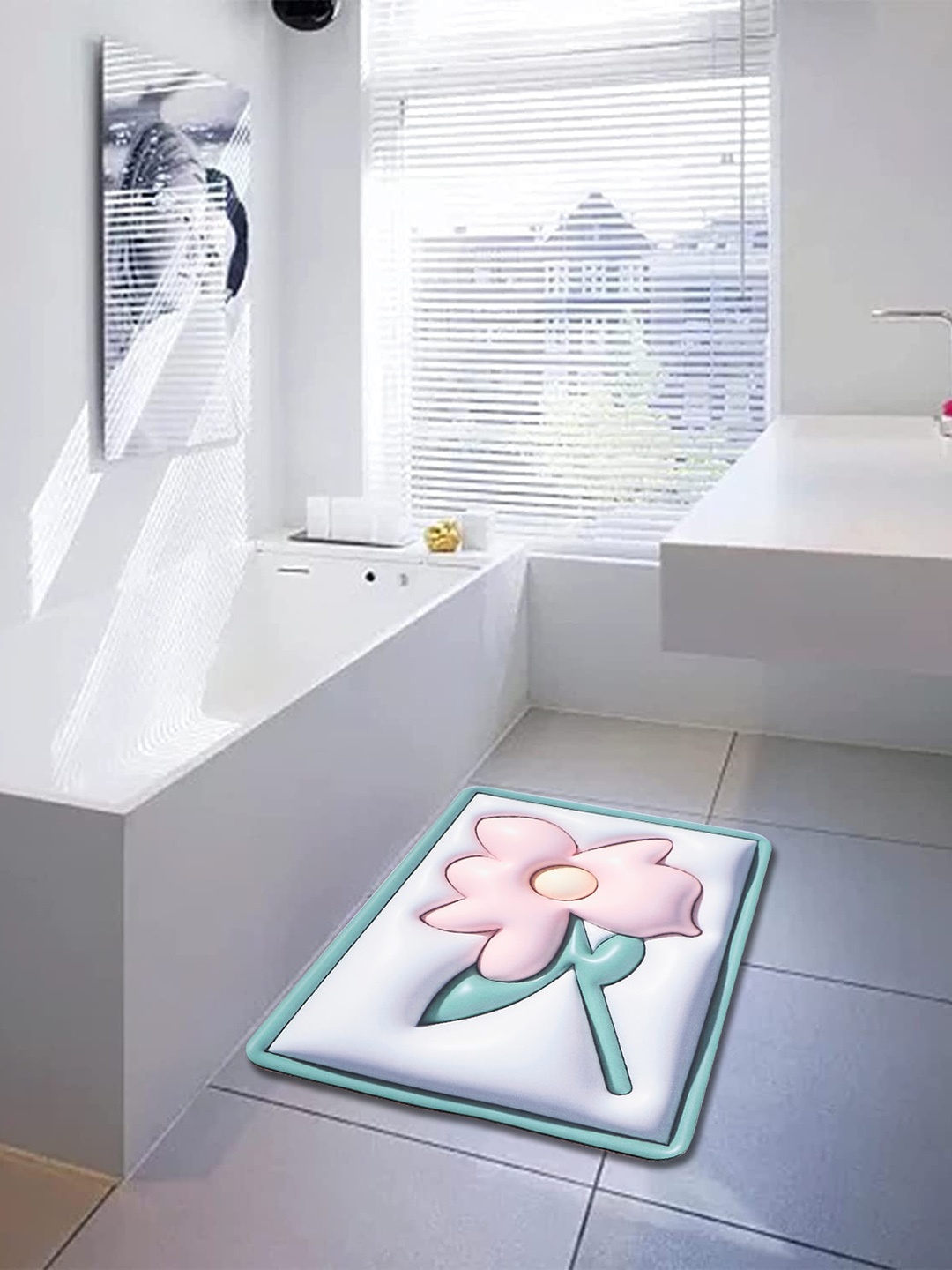 

Dakshya Industries Grey & Pink 3D Printed Anti-Slip Doormat
