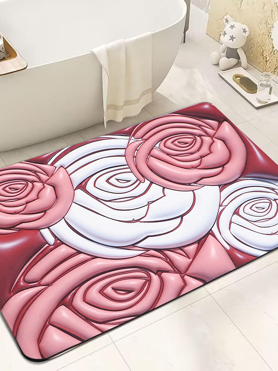 

Dakshya Industries Maroon & White 3D Printed Anti-Slip Doormat
