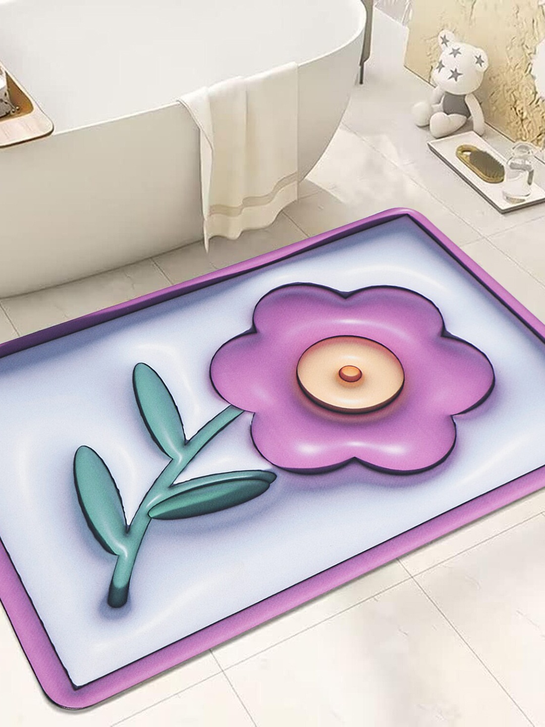 

Dakshya Industries Purple & Blue 3D Printed Anti-Slip Doormat