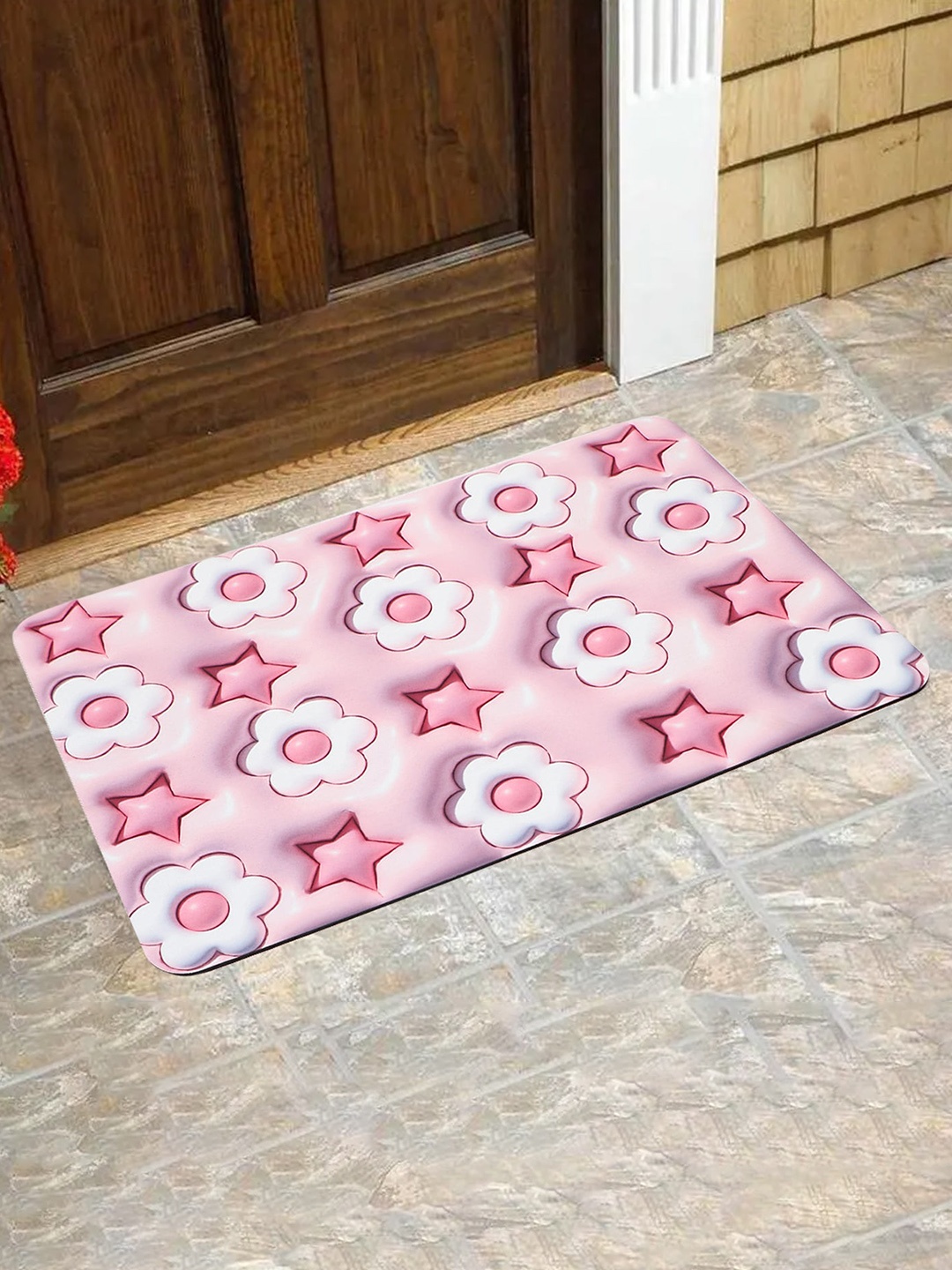 

Dakshya Industries Pink & White 3D Printed Anti-Slip Doormat