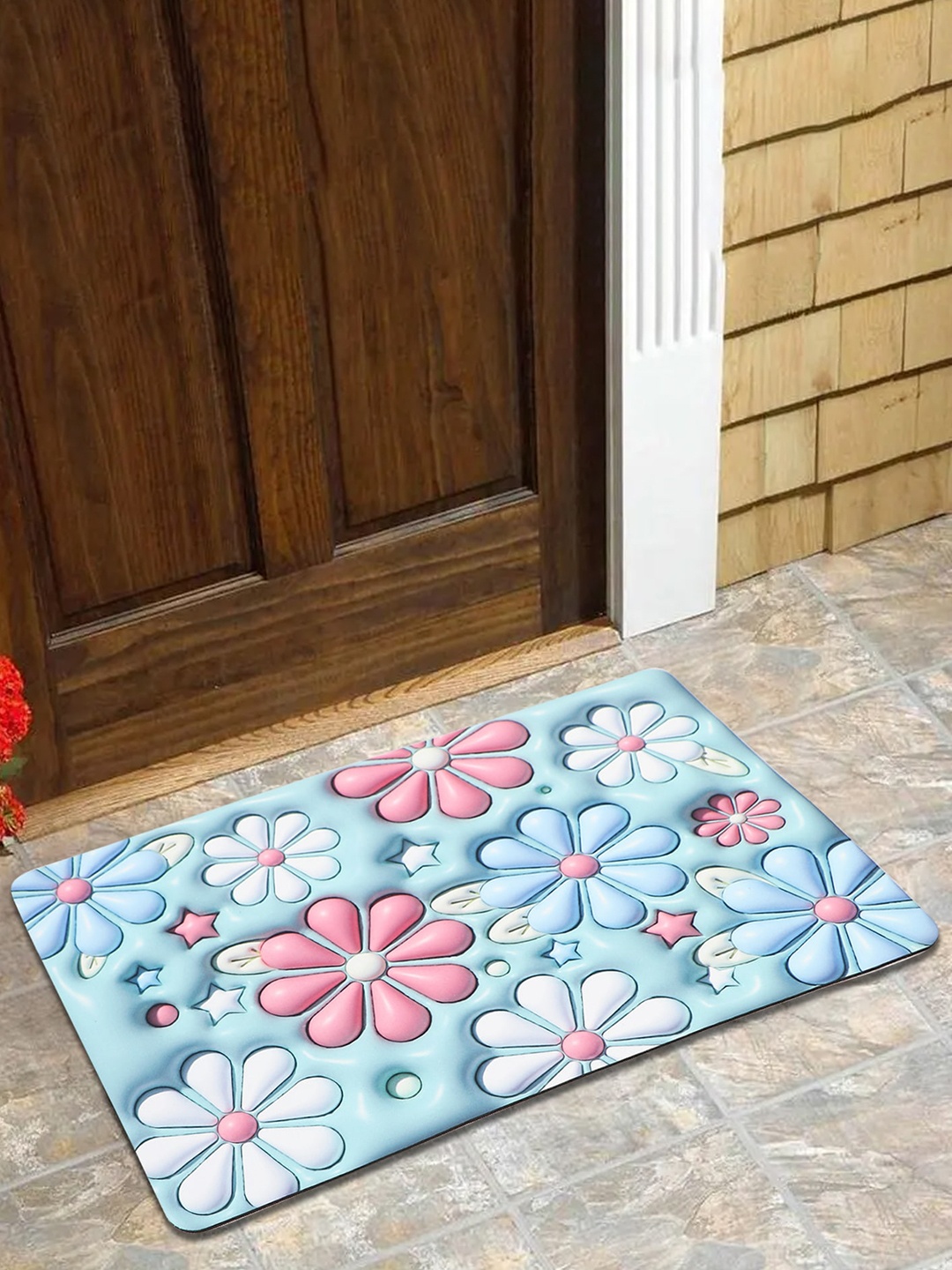 

Dakshya Industries Blue & Pink 3D Printed Anti-Slip Doormat