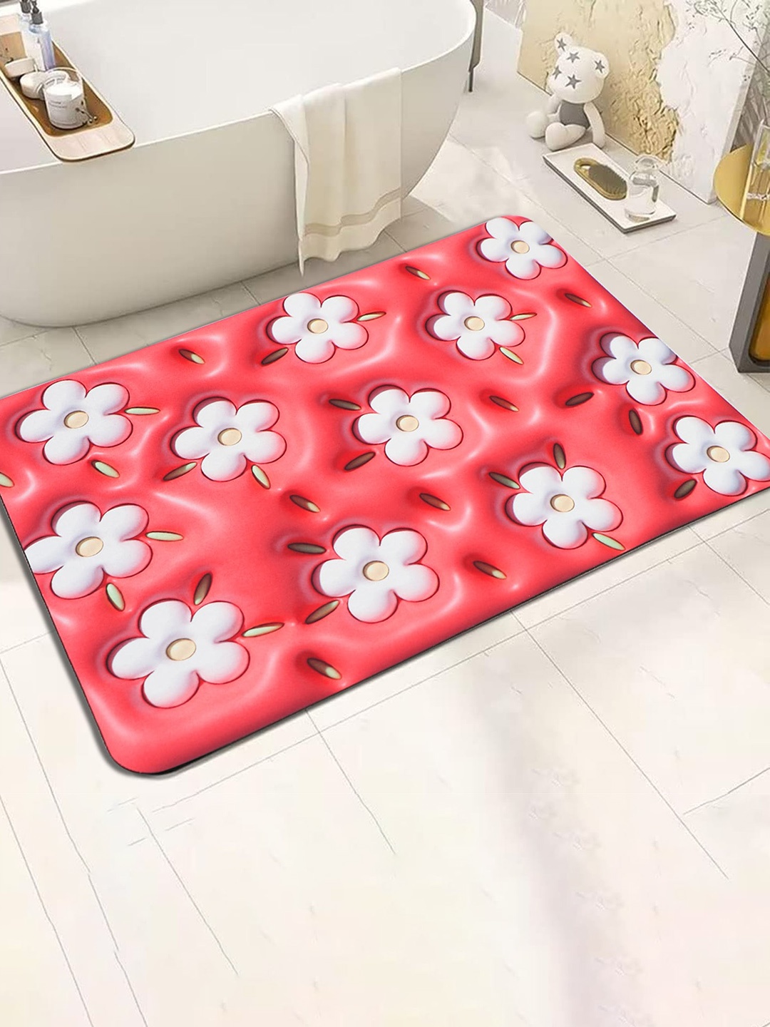 

Dakshya Industries Red & White Self-Designed Anti-Skid Doormat