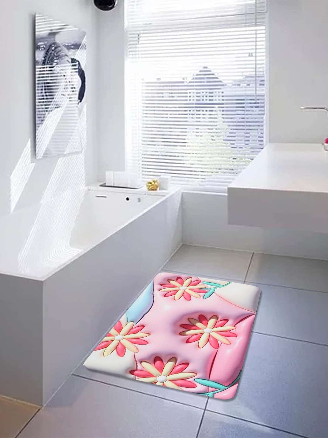 

Dakshya Industries Pink 3D Printed Anti Skid Doormat
