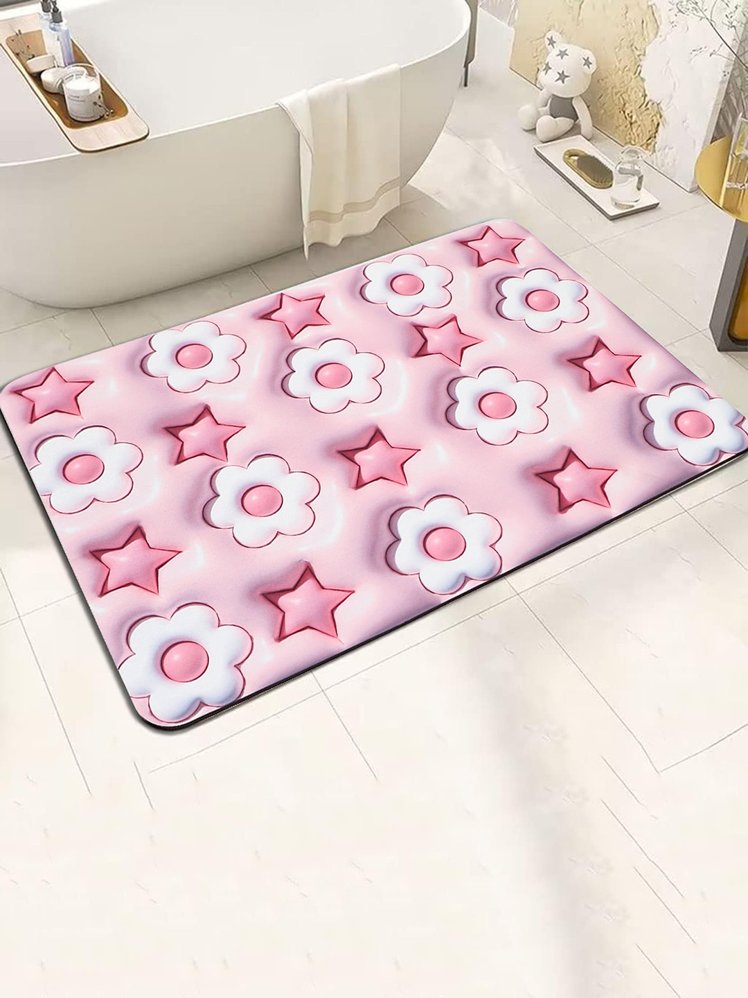 

Dakshya Industries Pink 3D Printed Anti Skid Doormats