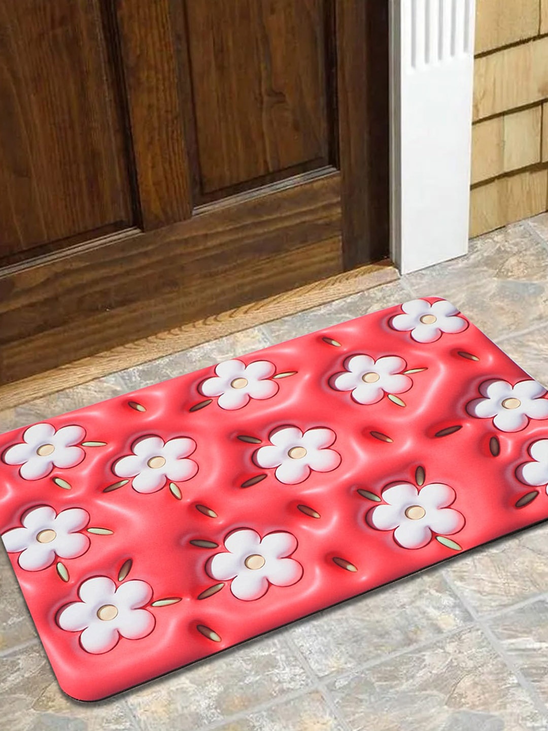 

Dakshya Industries Red 3D Printed Anti SKid Doormats