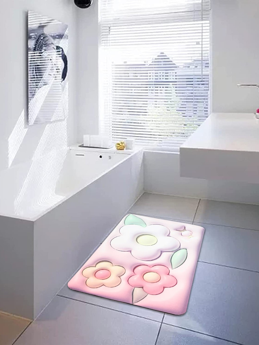 

Dakshya Industries Grey & Pink 3D Printed Anti-Slip Doormat