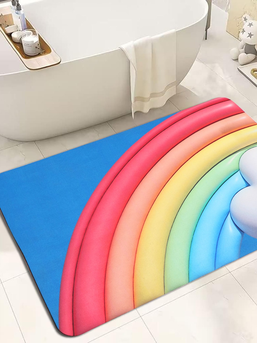 

Dakshya Industries Blue 3D Print Anti Skid Doormats