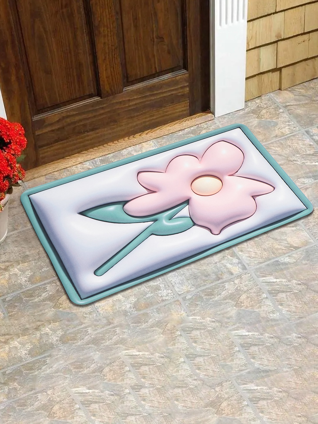 

Dakshya Industries Grey & Pink 3D Printed Anti-Slip Doormat