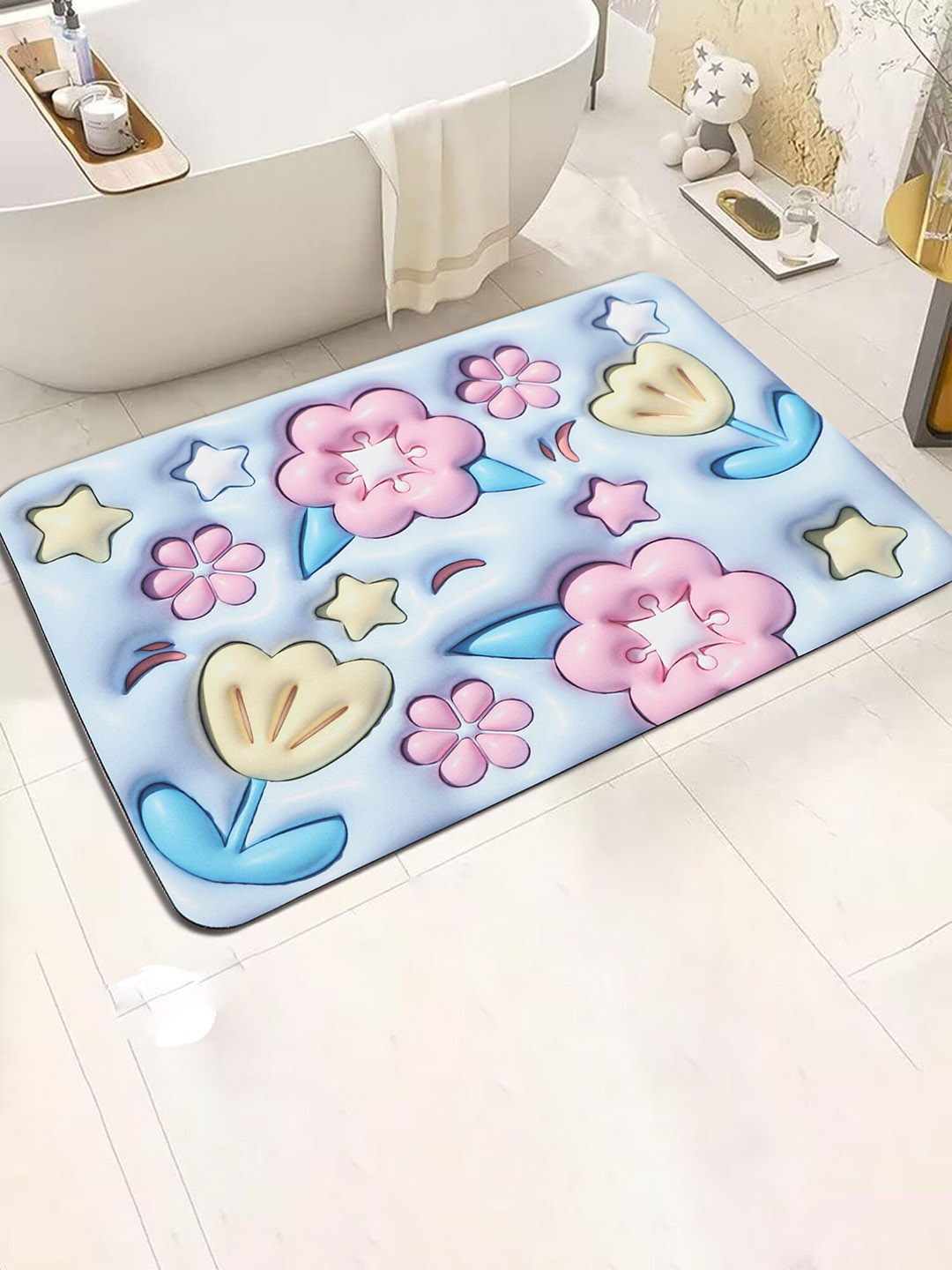 

Dakshya Industries Blue & Pink Self-Designed Anti-Slip Doormat