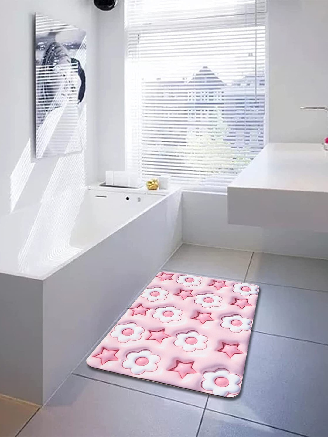 

Dakshya Industries Pink & White Self-Designed Anti-Slip Doormat