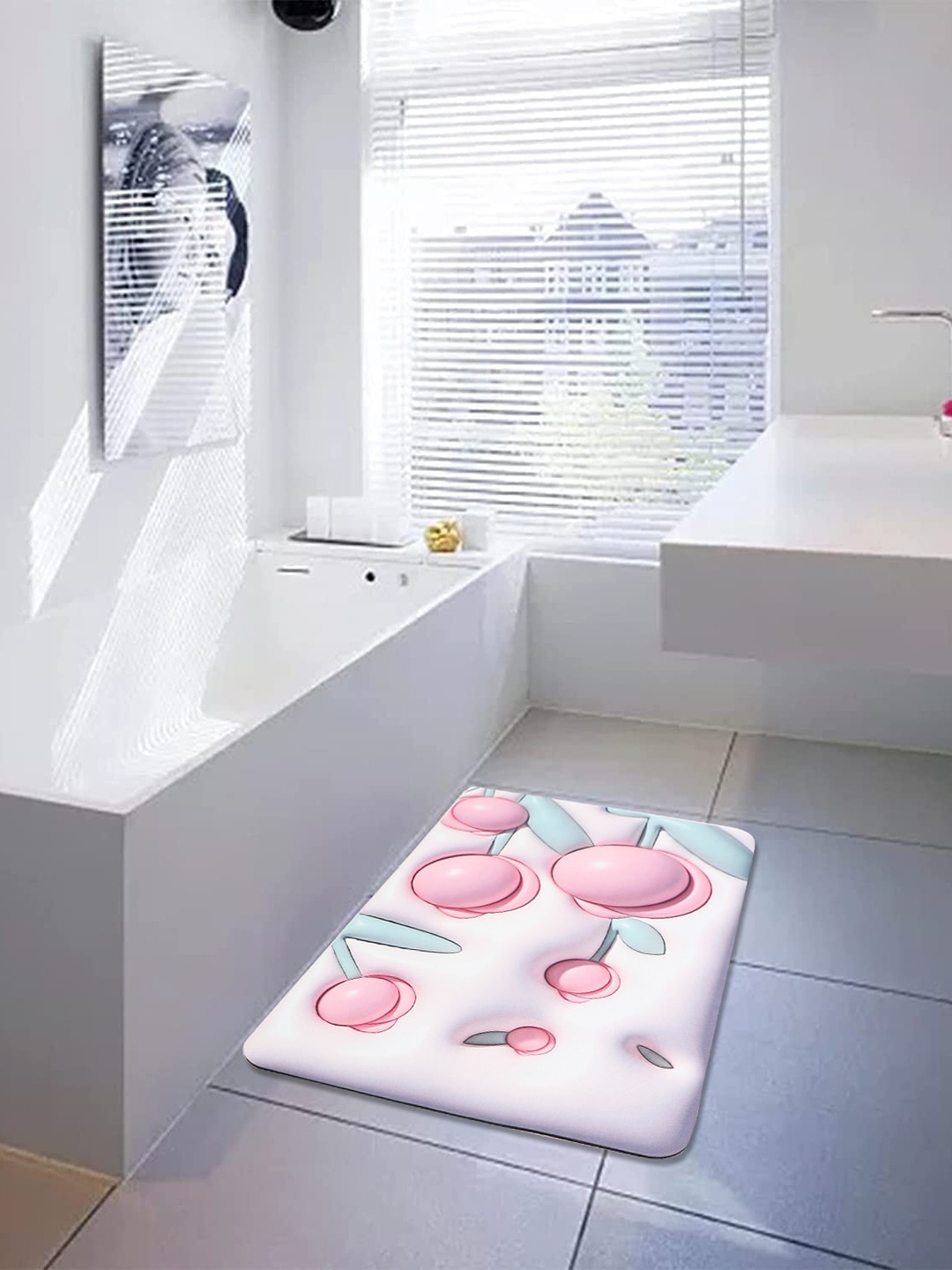Dakshya Industries Purple & Pink 3D-Floral Printed Anti-Skid Doormat