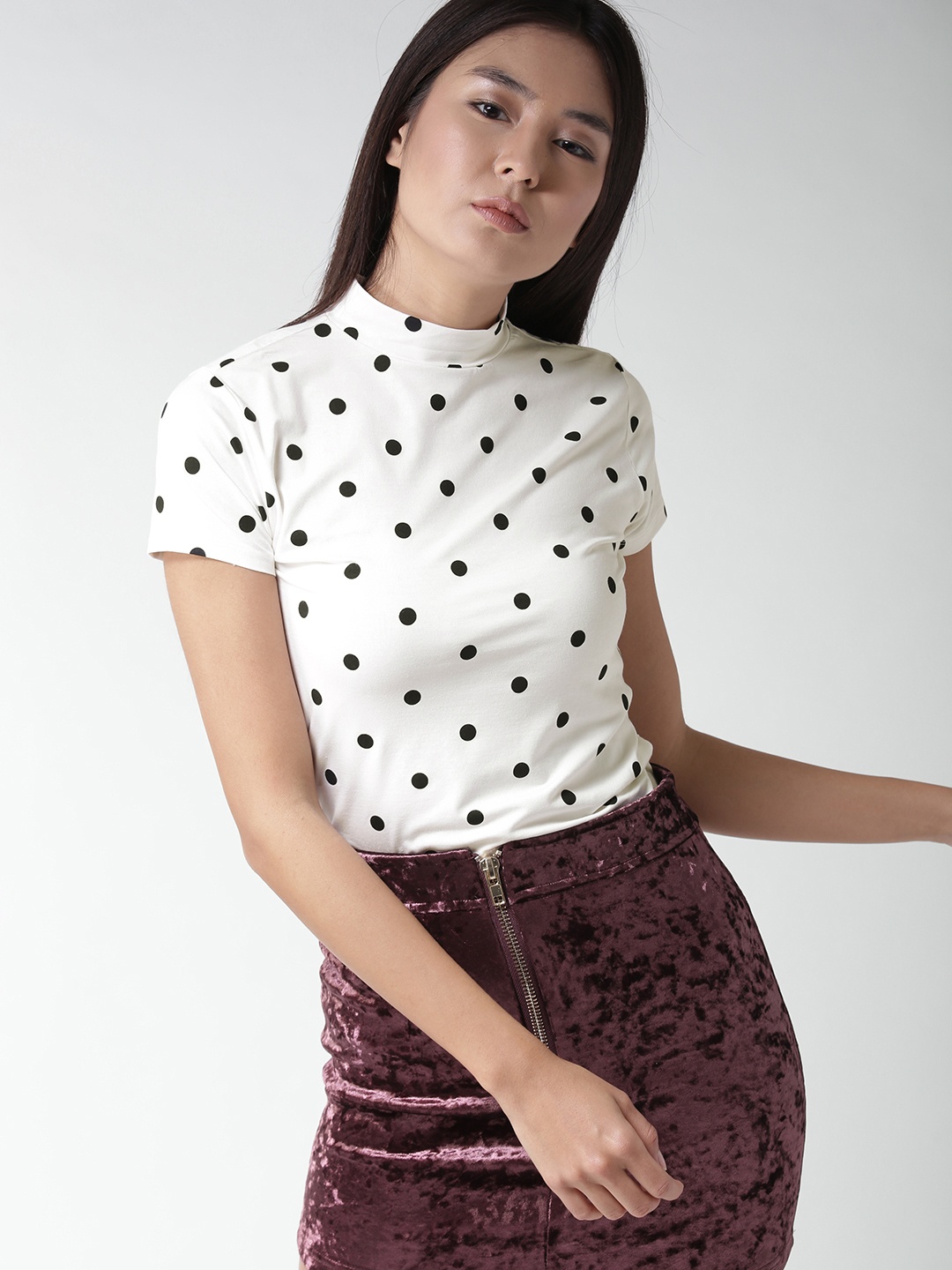 

FOREVER 21 Women Off-White Printed Fitted Top