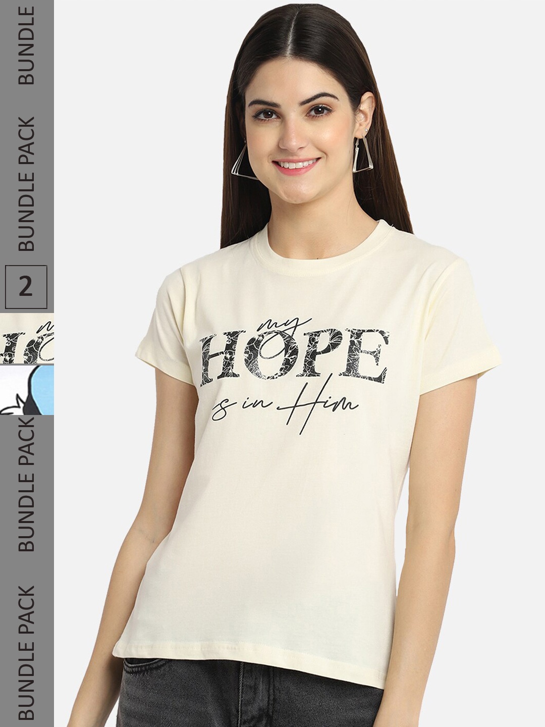 

BAESD Pack Of 2 Printed Cotton T-shirt, Off white