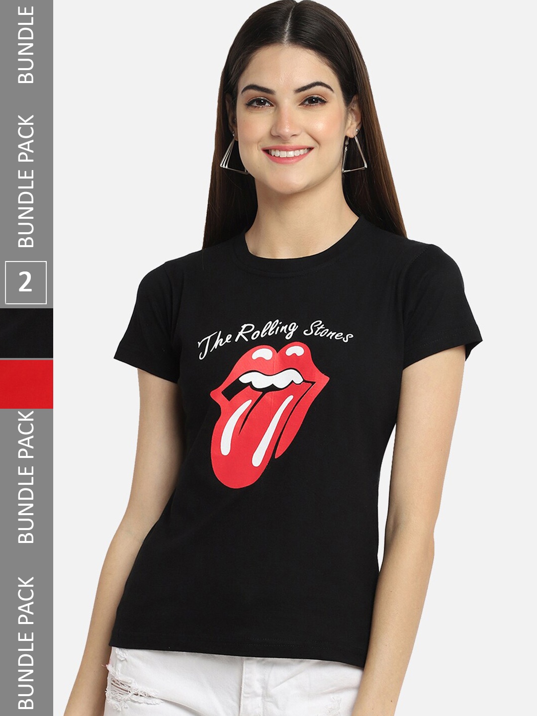

BAESD Pack Of 2 Graphic Printed Cotton T-shirt, Black