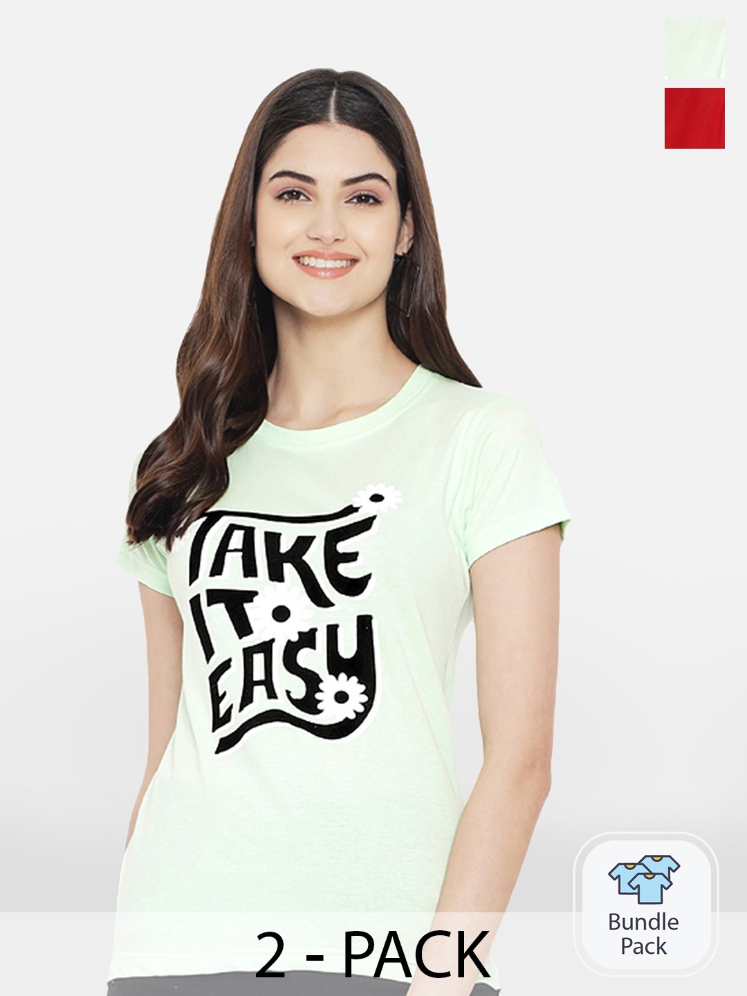 

BAESD Pack Of 2 Typography Printed Cotton T-shirt, Yellow