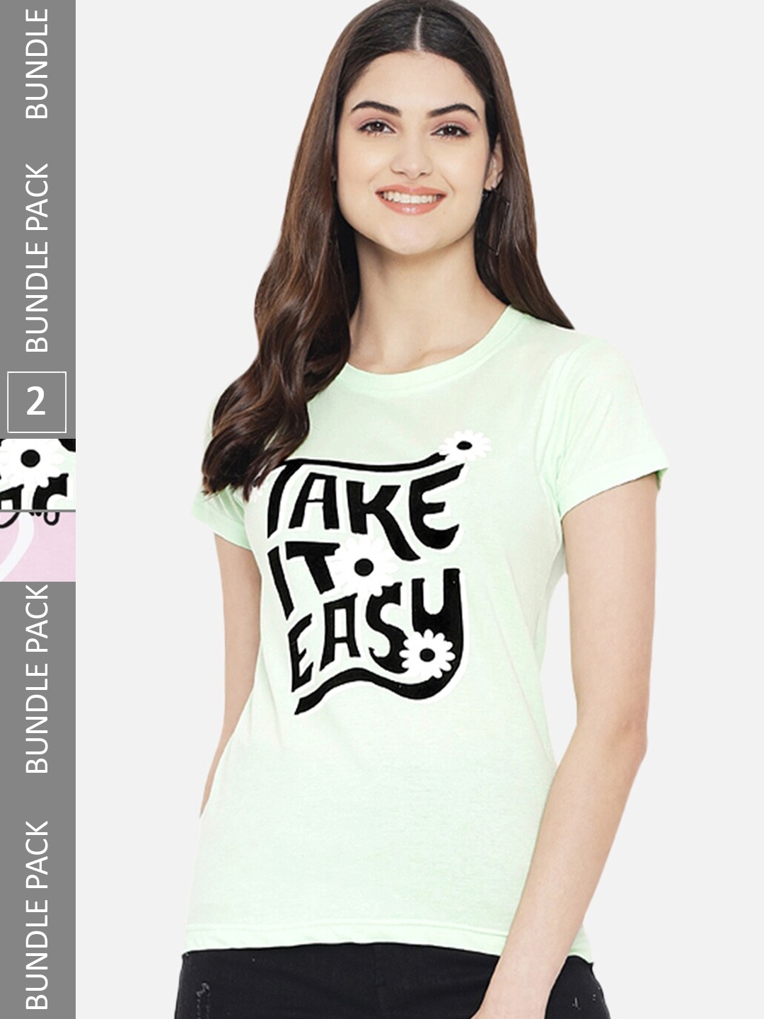 

BAESD Pack Of 2 Printed Cotton T-shirt, Green
