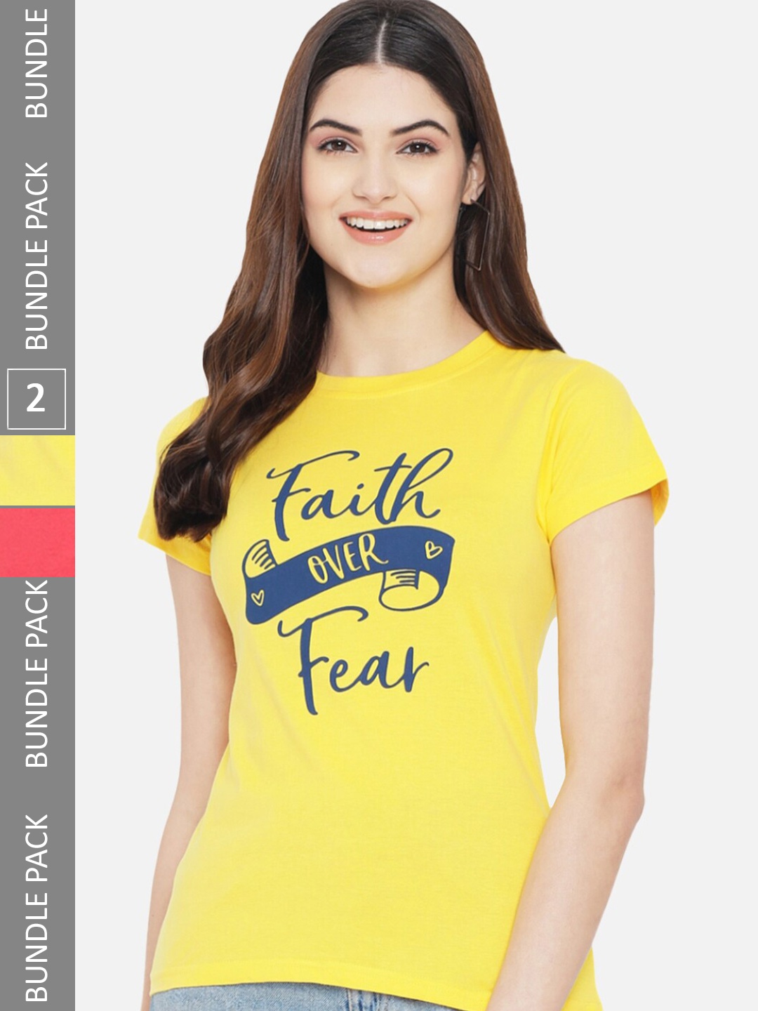 

BAESD Pack Of 2 Printed Cotton T-shirt, Yellow