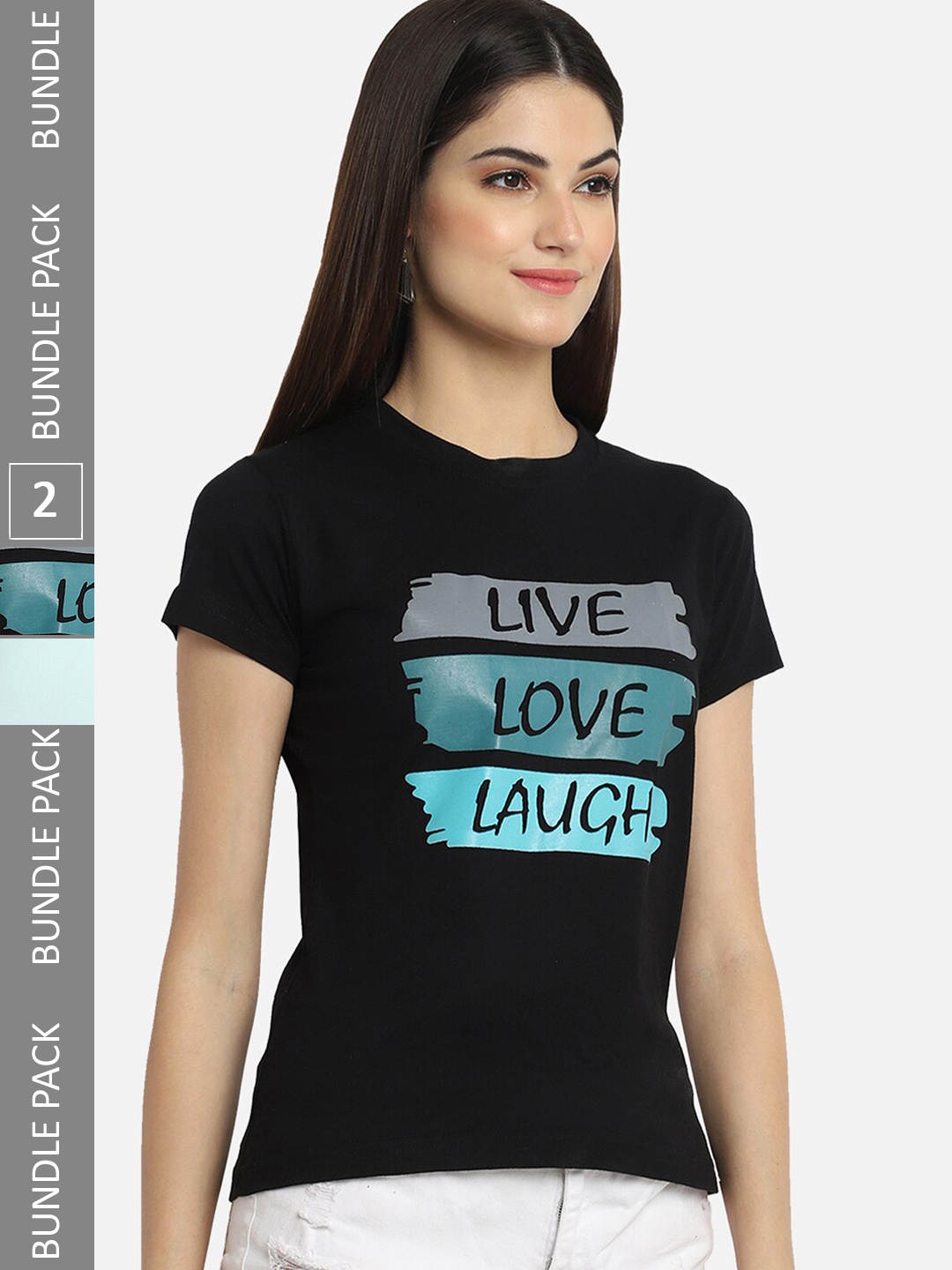 

BAESD Pack Of 2 Typography Printed Cotton T-shirt, Black