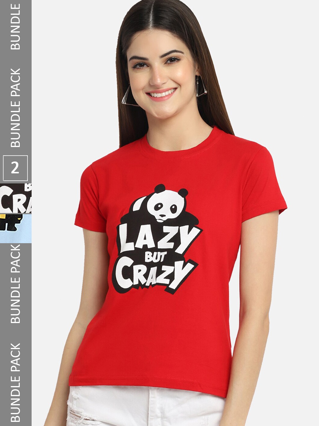 

BAESD Pack Of 2 Graphic Printed Cotton T-shirt, Red