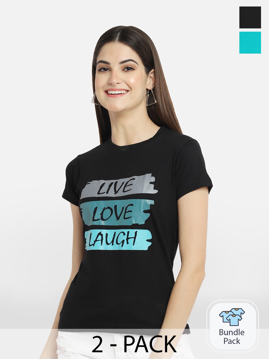 

BAESD Pack Of 2 Printed Cotton T-shirts, Black