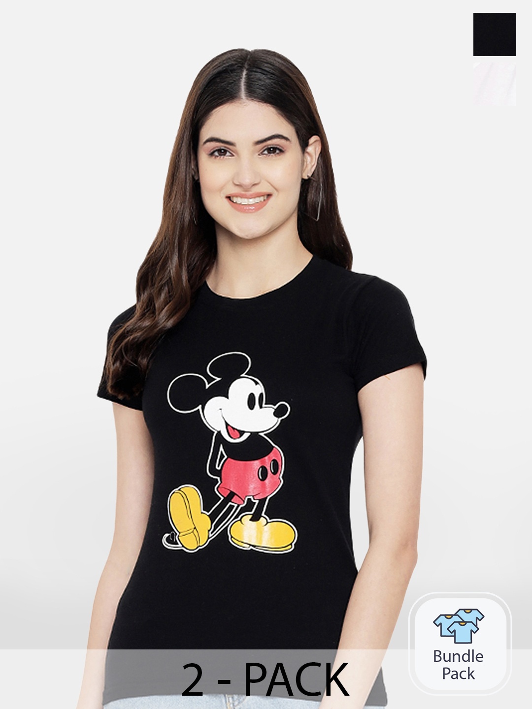 

BAESD Pack Of 2 Mickey Mouse Printed Comfortable Cotton T-shirt, Black