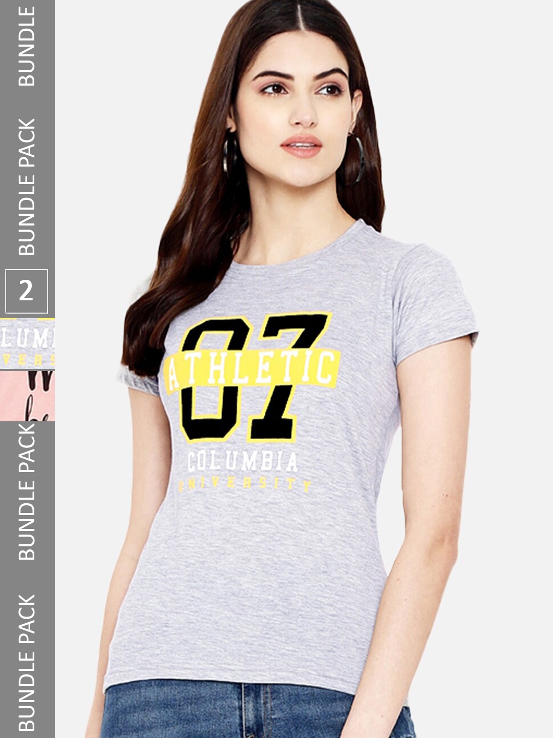 

BAESD Pack of 2 Typography Printed Cotton T-shirt, Grey