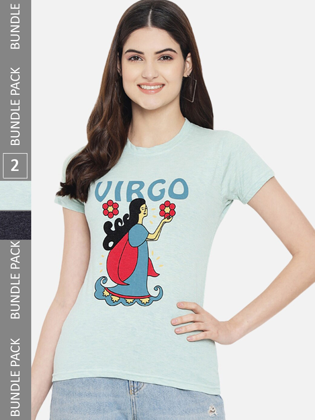 

BAESD Pack Of 2 Graphic Printed Cotton T-Shirt, Blue