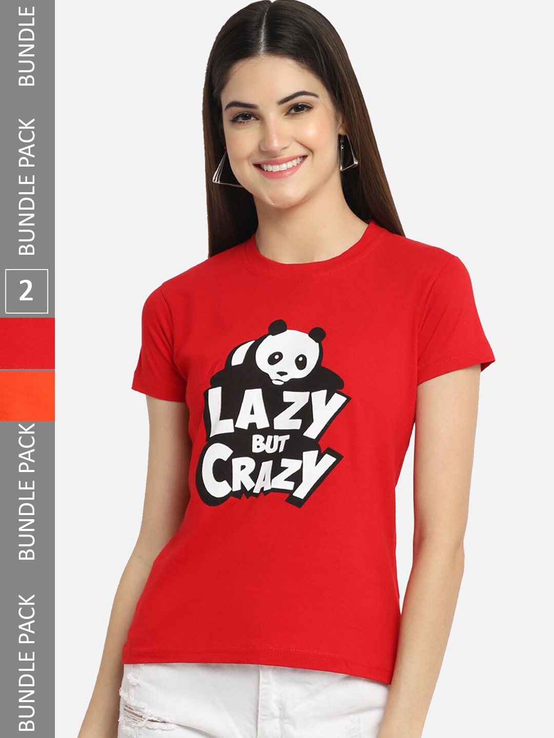 

BAESD Pack of 2 Typography Printed Cotton T-shirt, Red