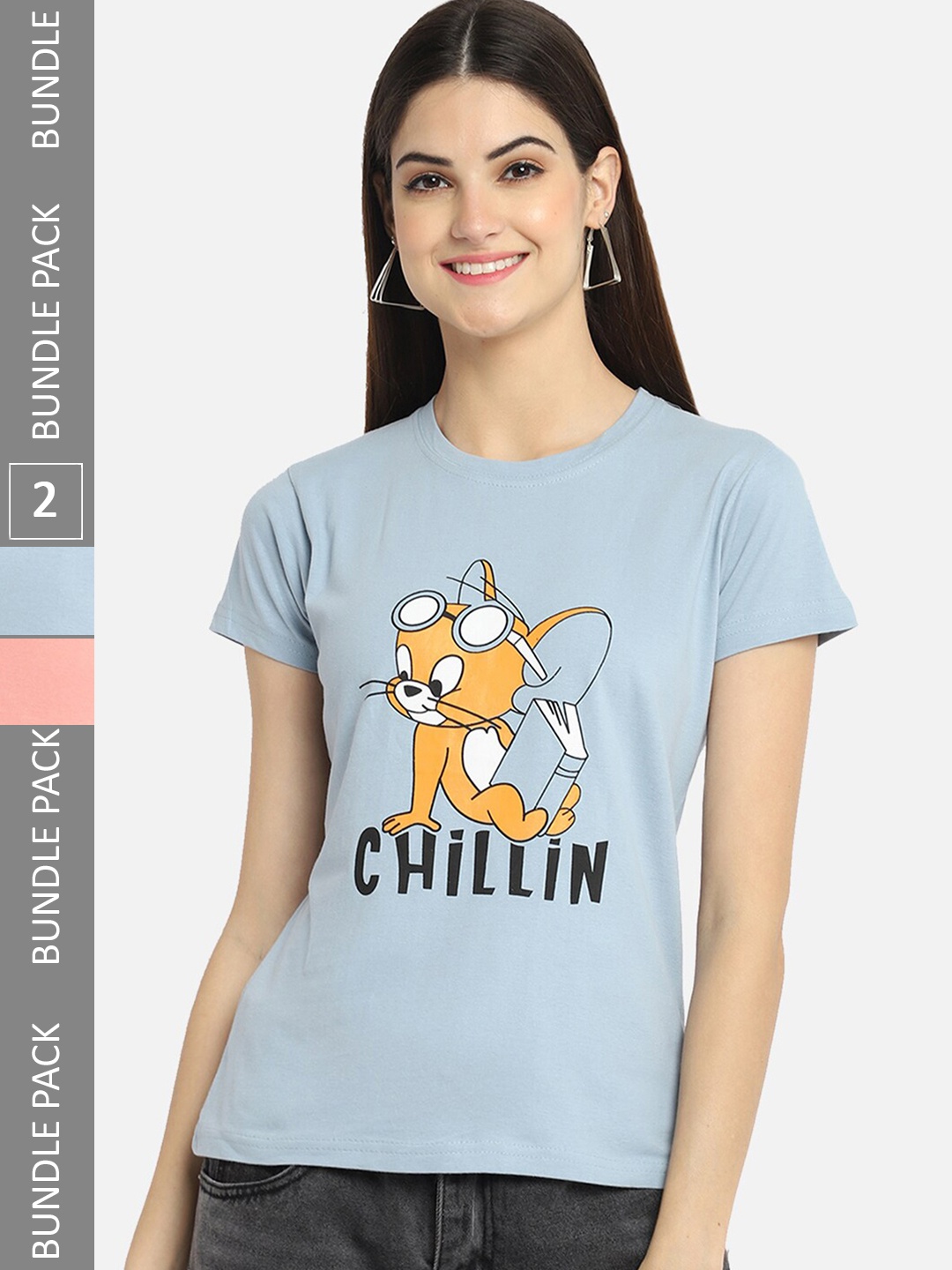 

BAESD Pack Of 2 Graphic Printed Cotton T-Shirt, Grey