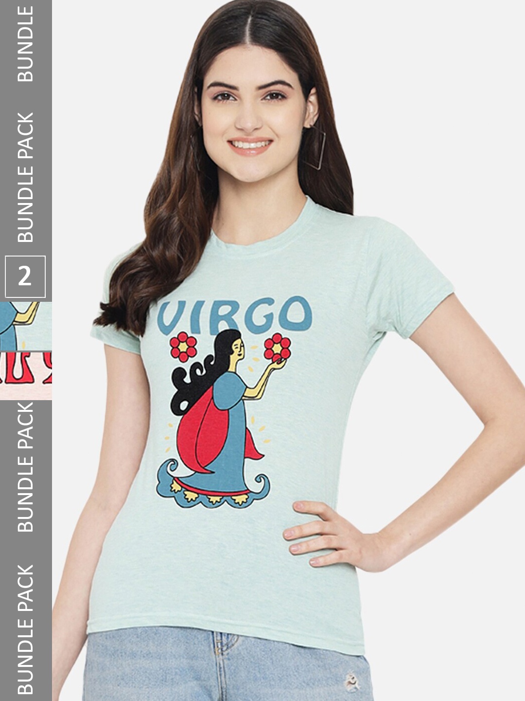 

BAESD Pack Of 2 Printed Short Sleeves Cotton T-shirt, Teal