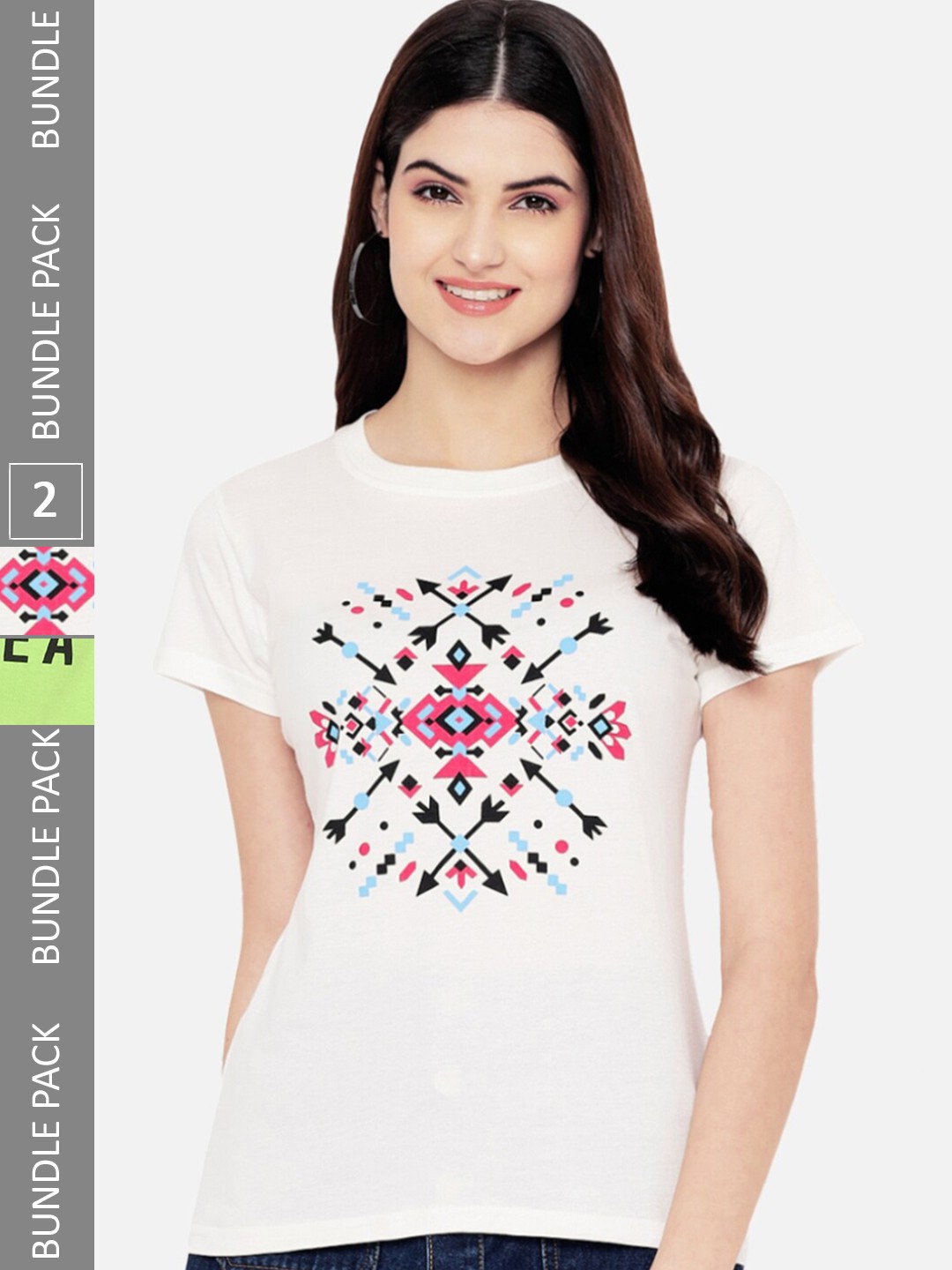 

BAESD Pack Of 2 Printed Cotton T-shirt, White