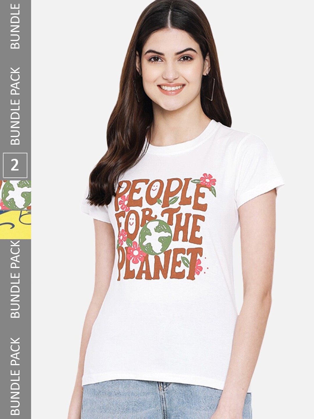 

BAESD Pack Of 2 Typography Printed Cotton T-Shirt, White