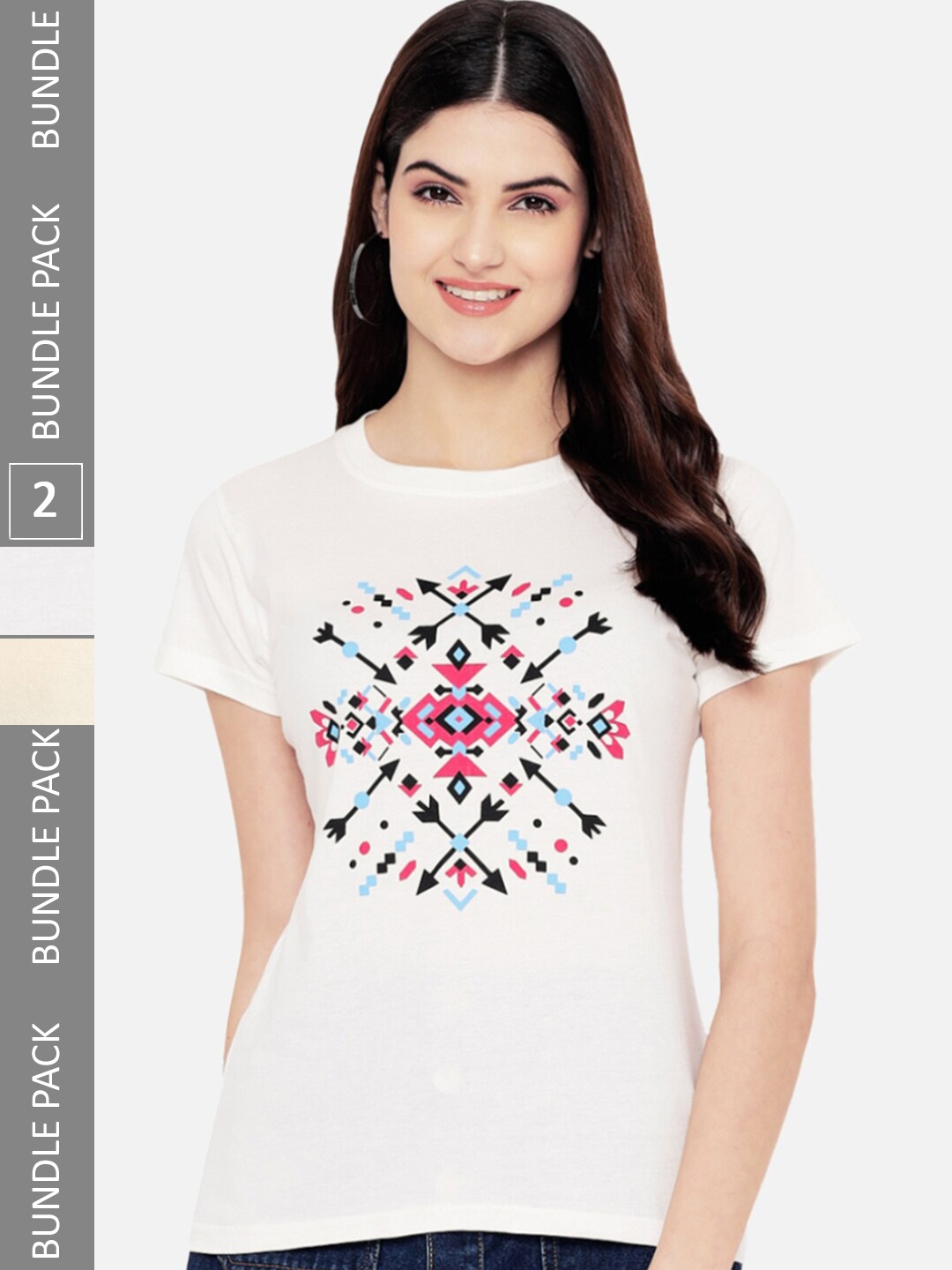 

BAESD Pack Of 2 Typography Printed Cotton T-shirt, White
