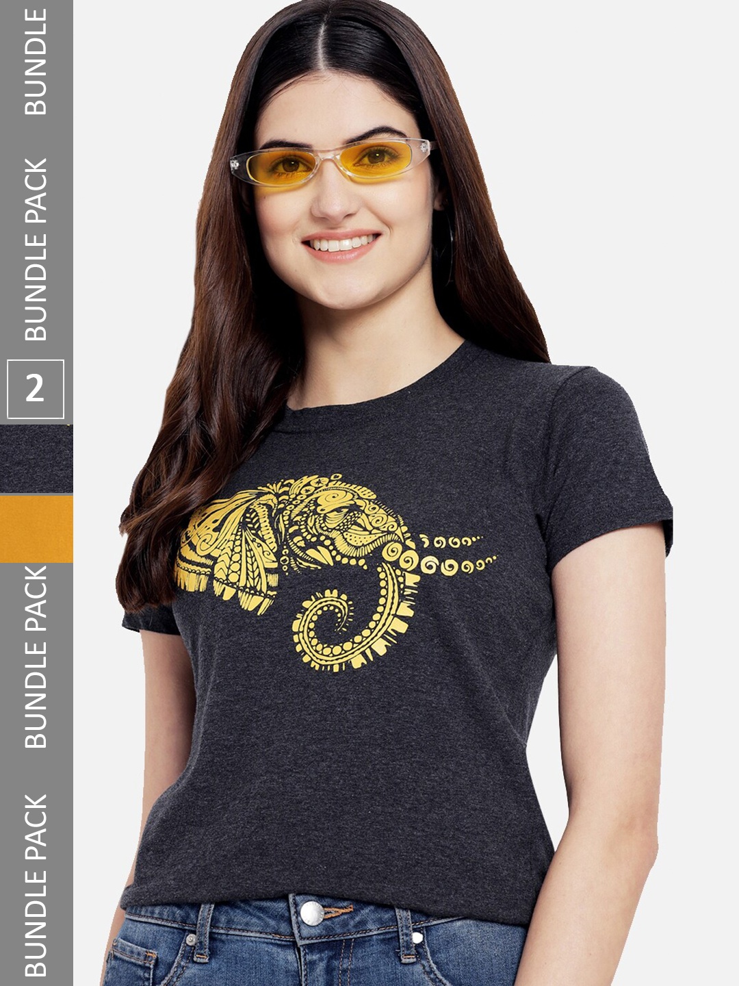 

BAESD Pack Of 2 Graphic Printed Cotton T-Shirt, Black