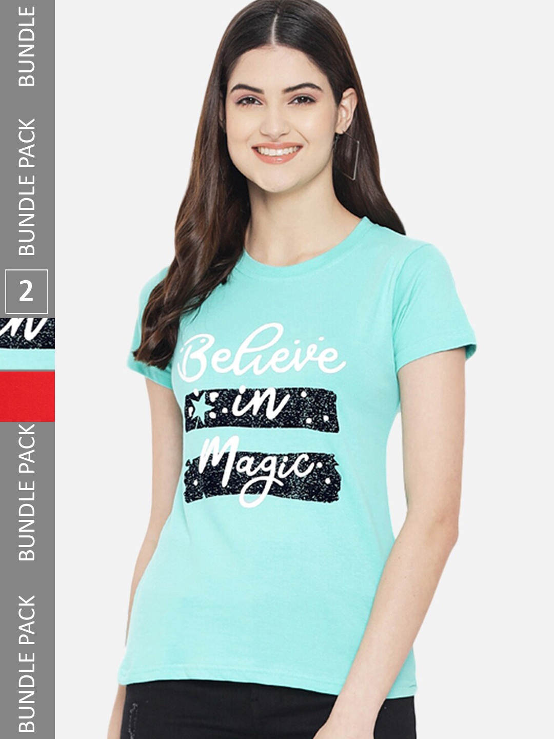 

BAESD Pack Of 2 Typography Printed Cotton T-shirt, Blue