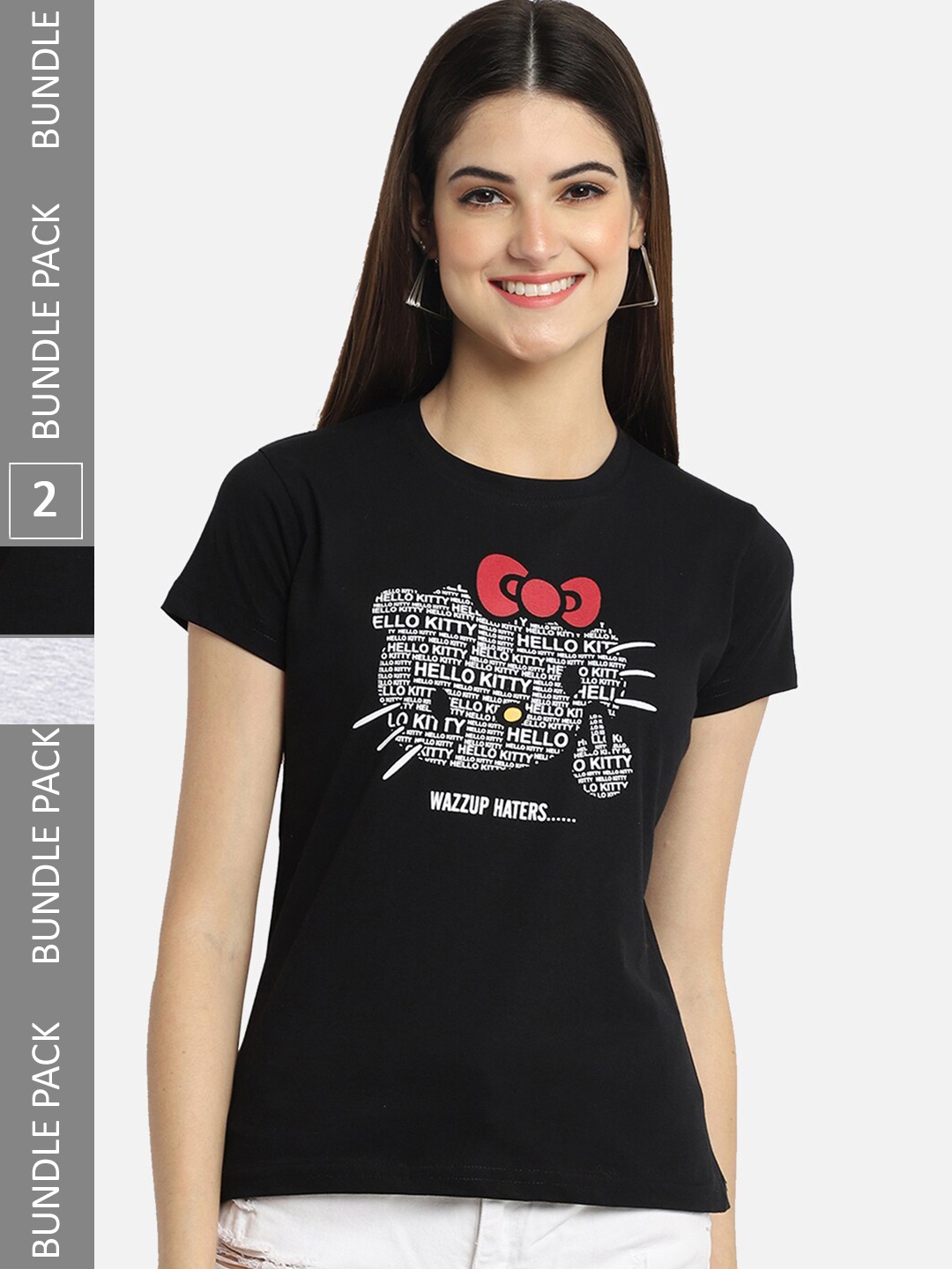 

BAESD Pack Of 2 Typography Printed Cotton T-shirt, Black