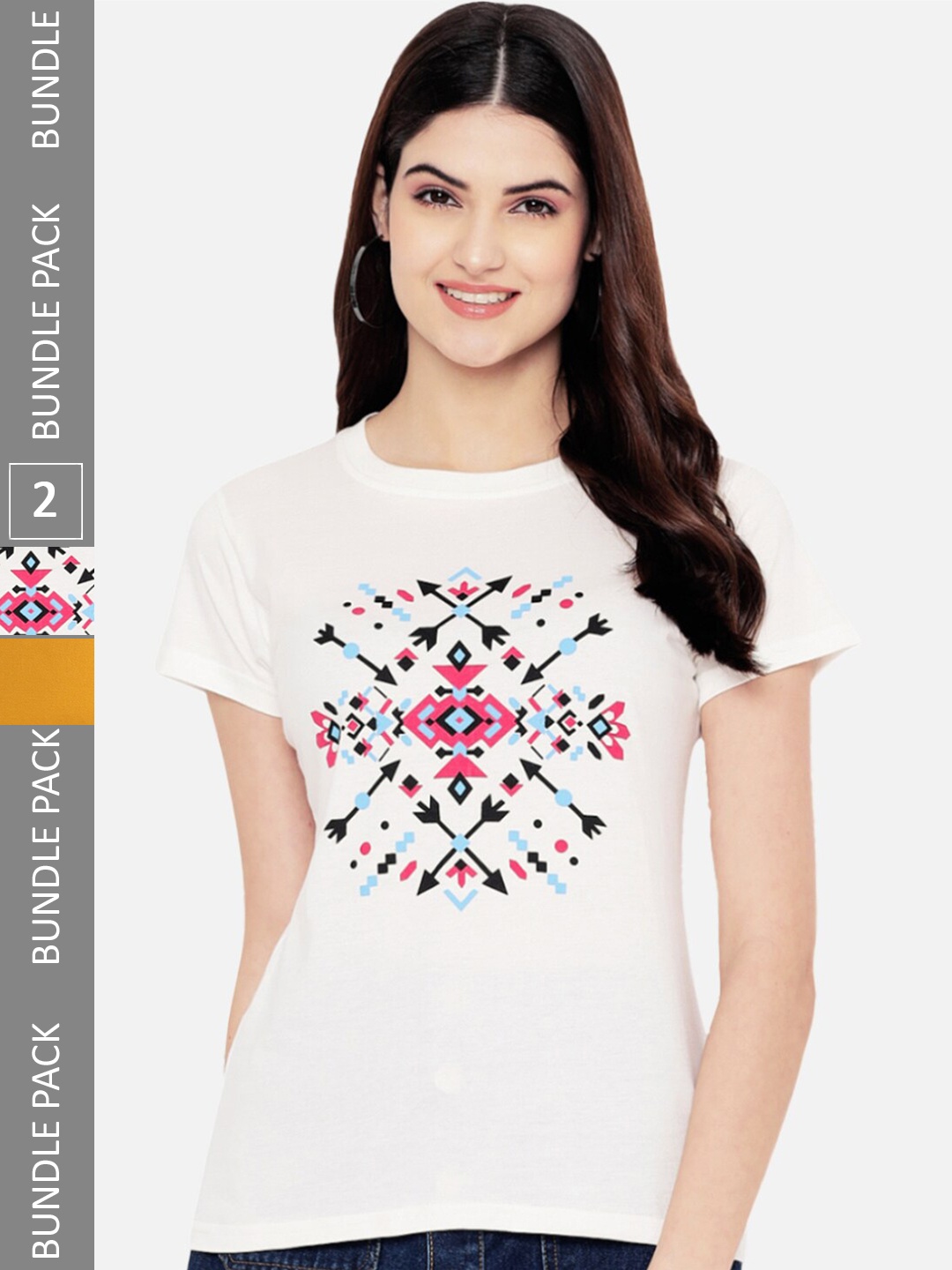 

BAESD Pack Of 2 Typographic Printed Cotton T-shirt, White