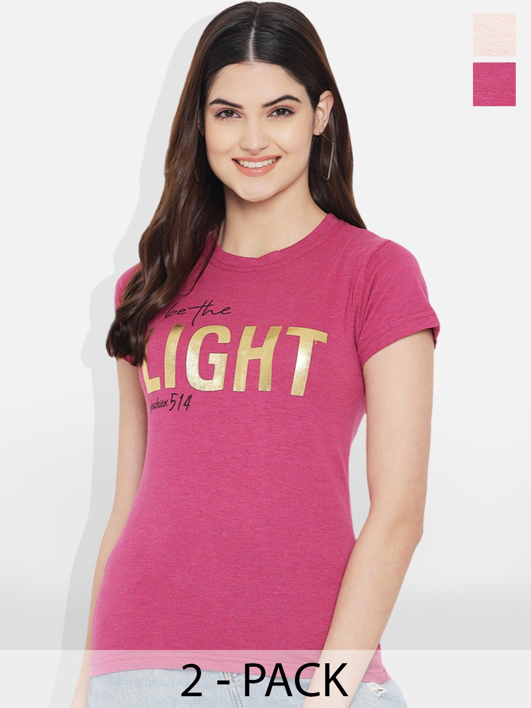 

BAESD Women Multicoloured Typography 2 Printed Applique T-shirt, Multi