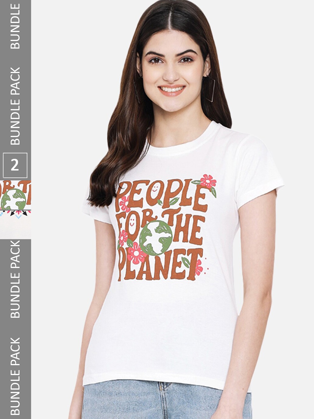 

BAESD Pack of 2 Typography Printed Cotton T-shirt, White