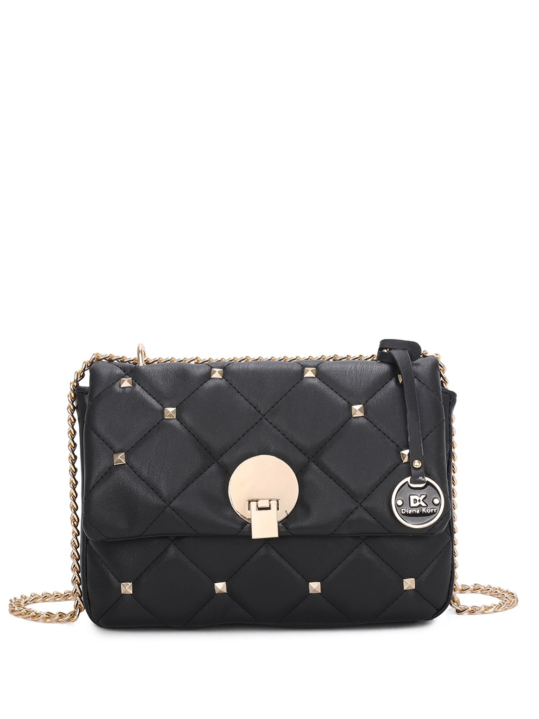 

Diana Korr Textured Structured Sling BagWith Quilted Details, Black