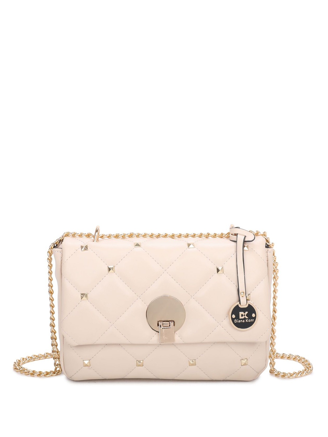 

Diana Korr Textured Structured Sling Bag With Quilted, Peach