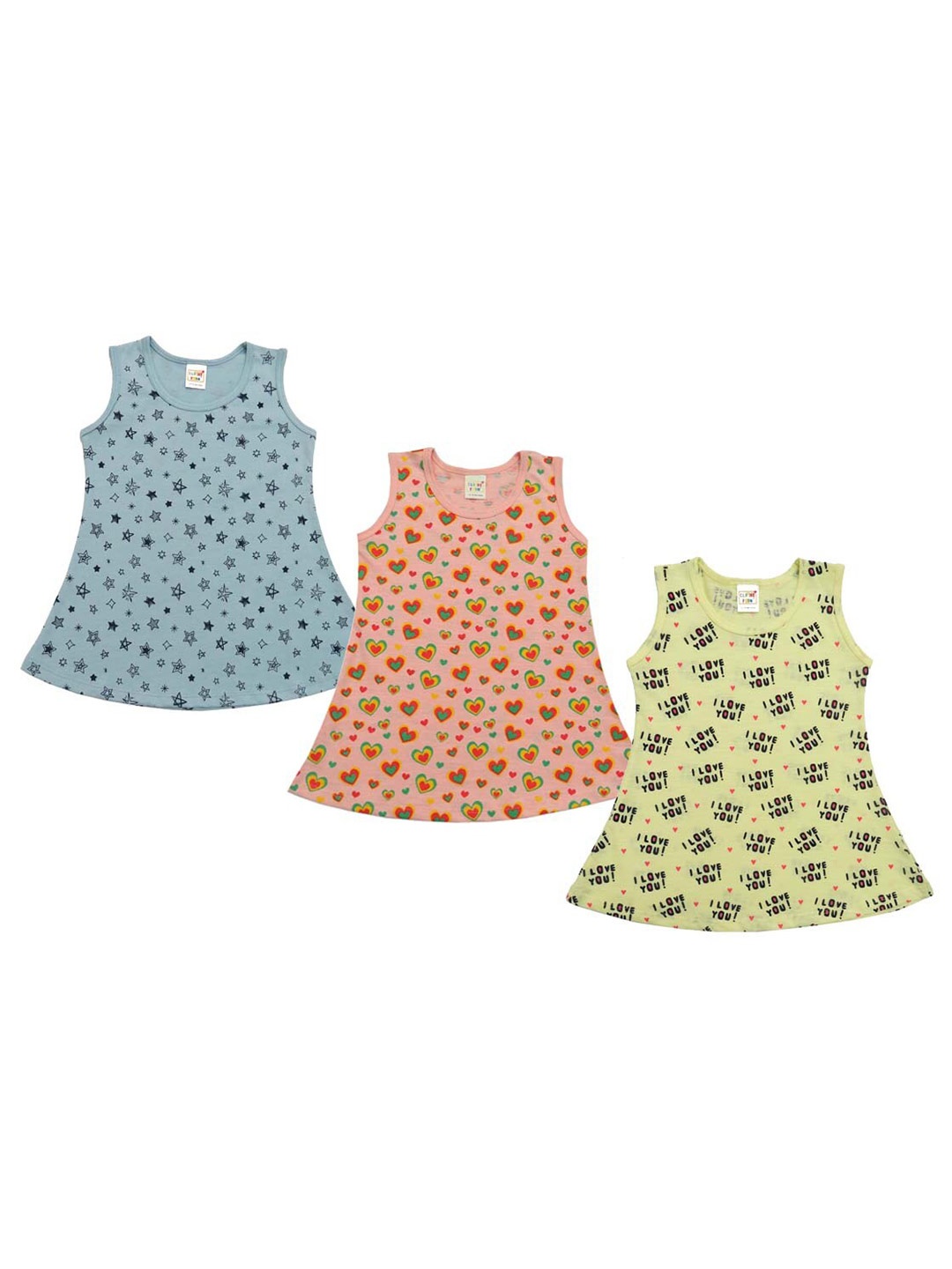 

Clothe Funn Pack Of 3 Conversational Printed A-Line Dress, Blue