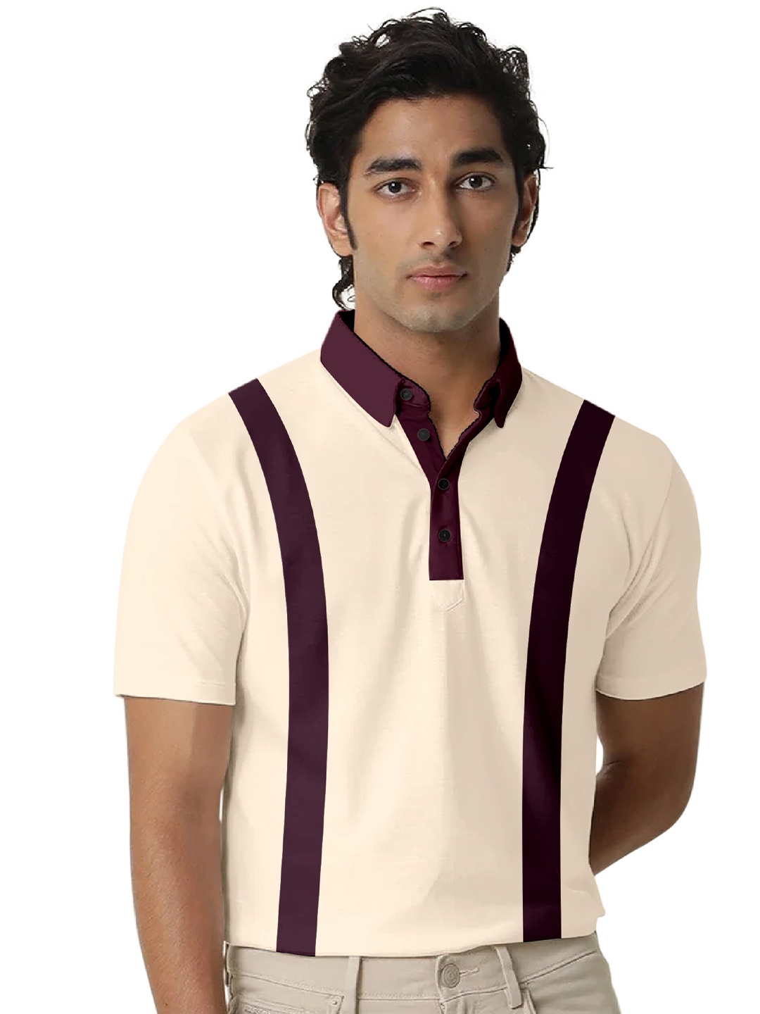 

FTX Polo Collar Regular Fit T-shirt, Beige