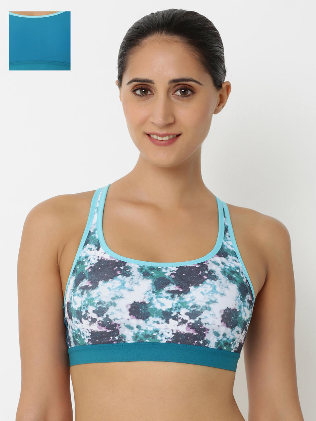 

Triumph Triaction 134 Top Non-Padded Wireless High Bounce Control Reversable top Dual Print Sports Bra, Green