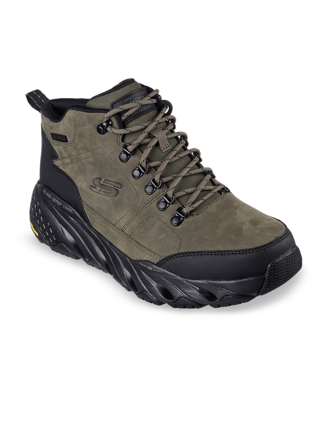 

Skechers Men Glide Step Trial Leather Trekking Shoes, Green