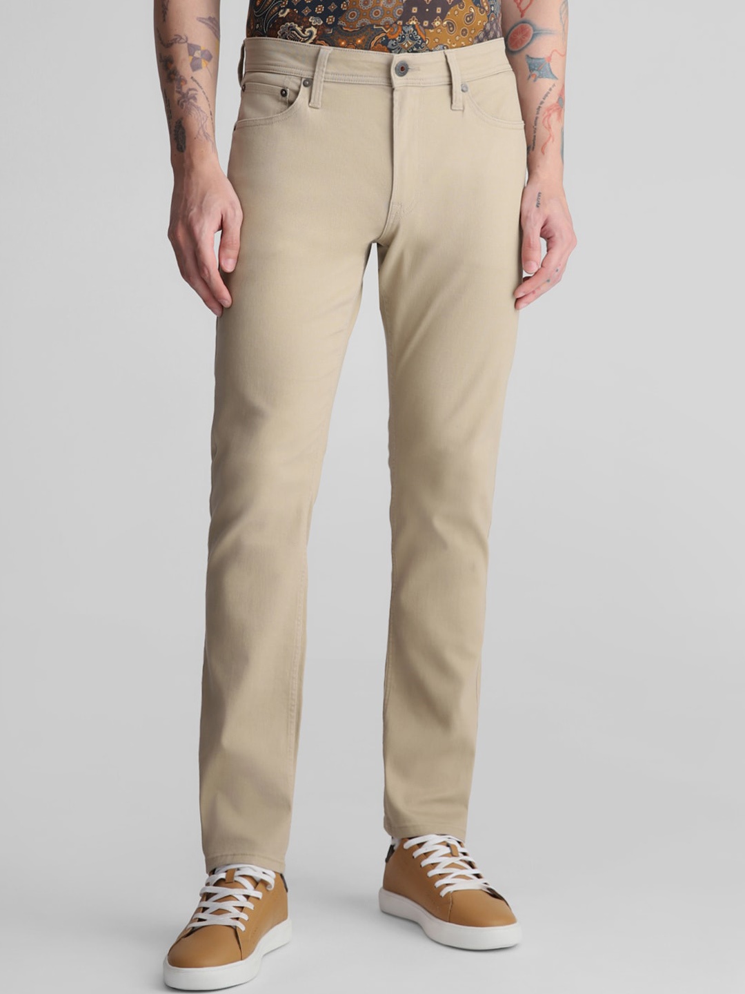 

Jack & Jones Men Mid Rise Slim Fit Stretchable Jeans, Beige
