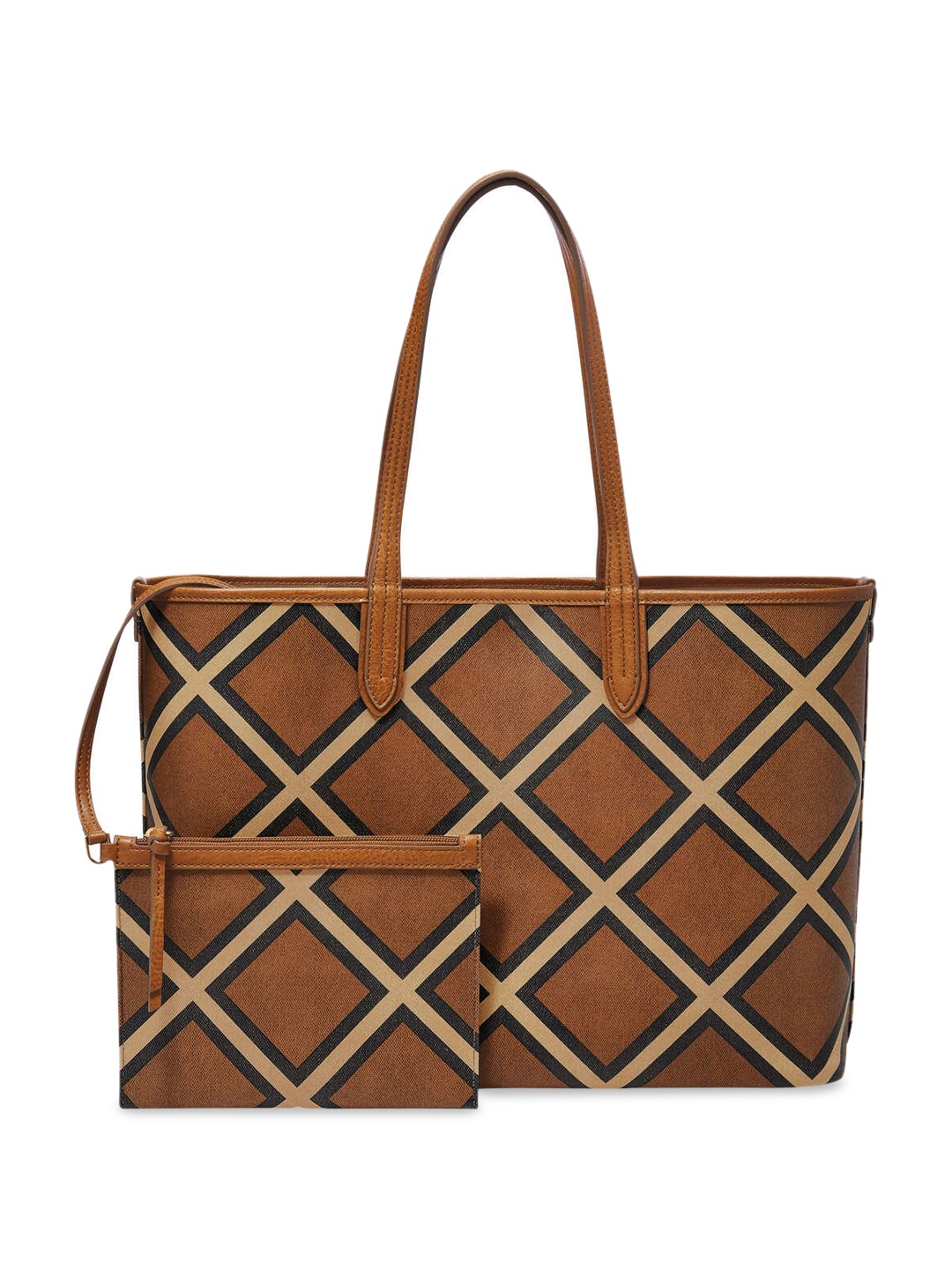 

Fossil Structured Shoulder Bag with Tasselled, Brown