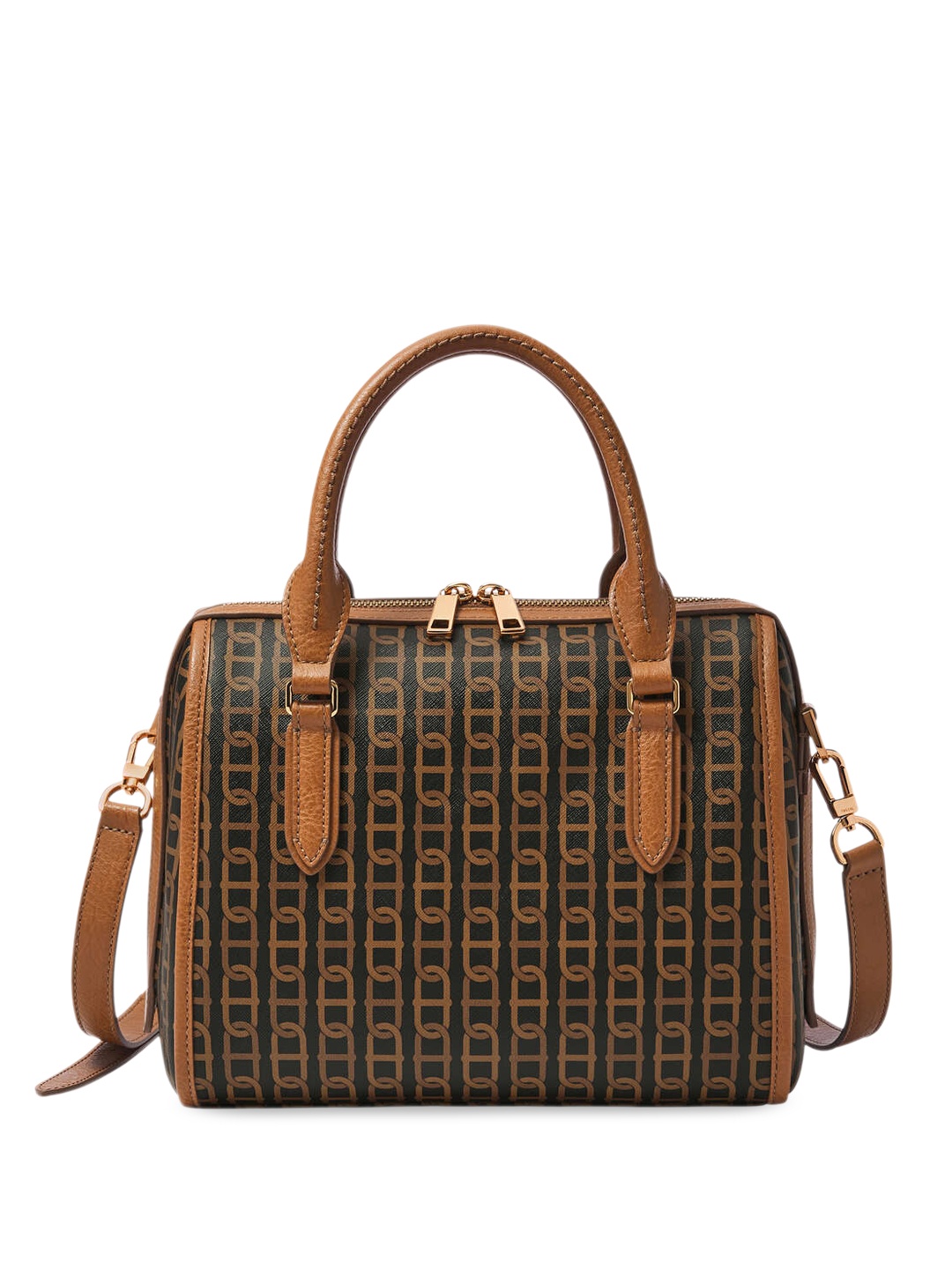 

Fossil Geometric Bowling Handheld Bag, Brown